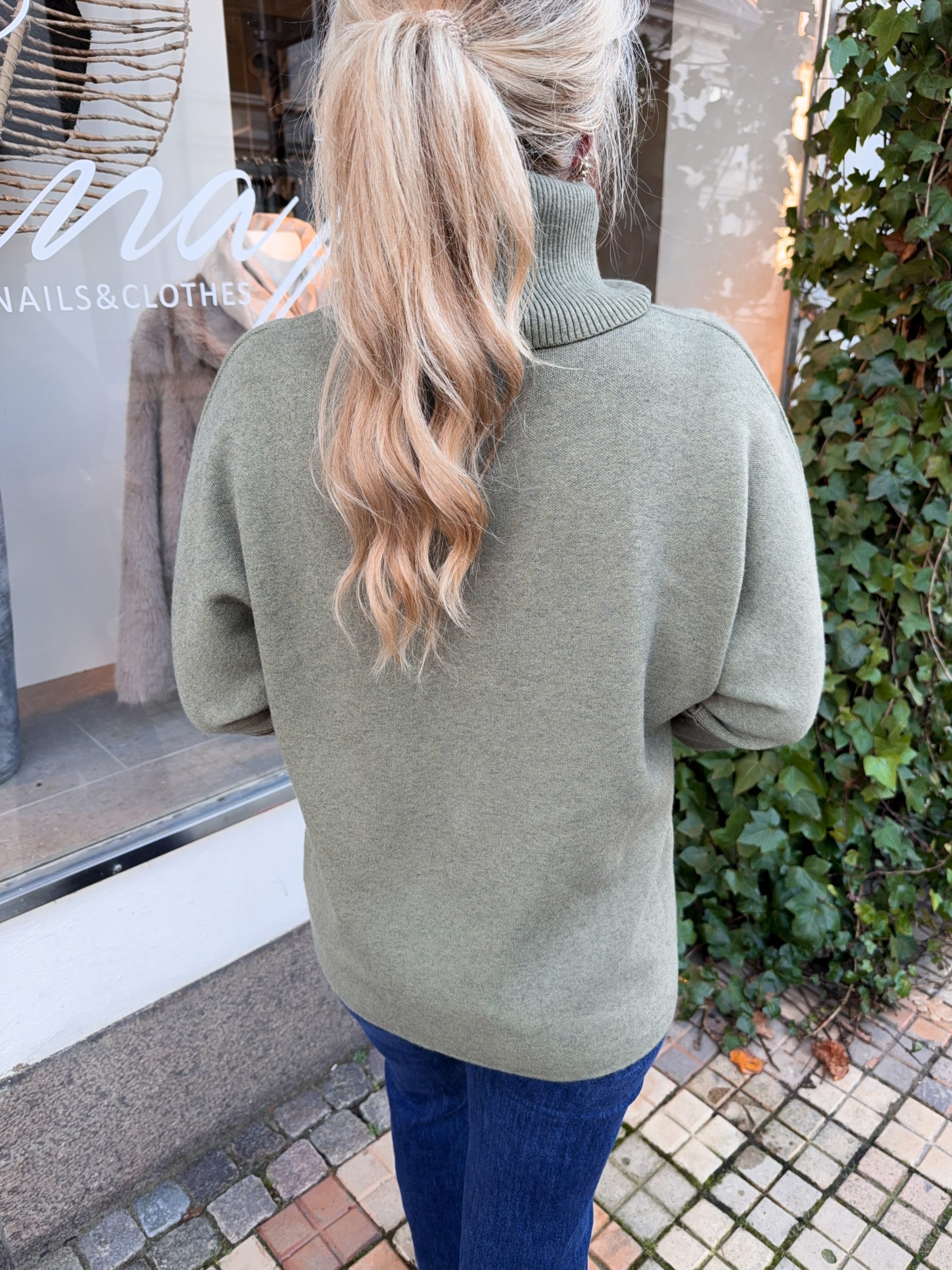 Finstickad Polotröja - Khaki - Bild 4