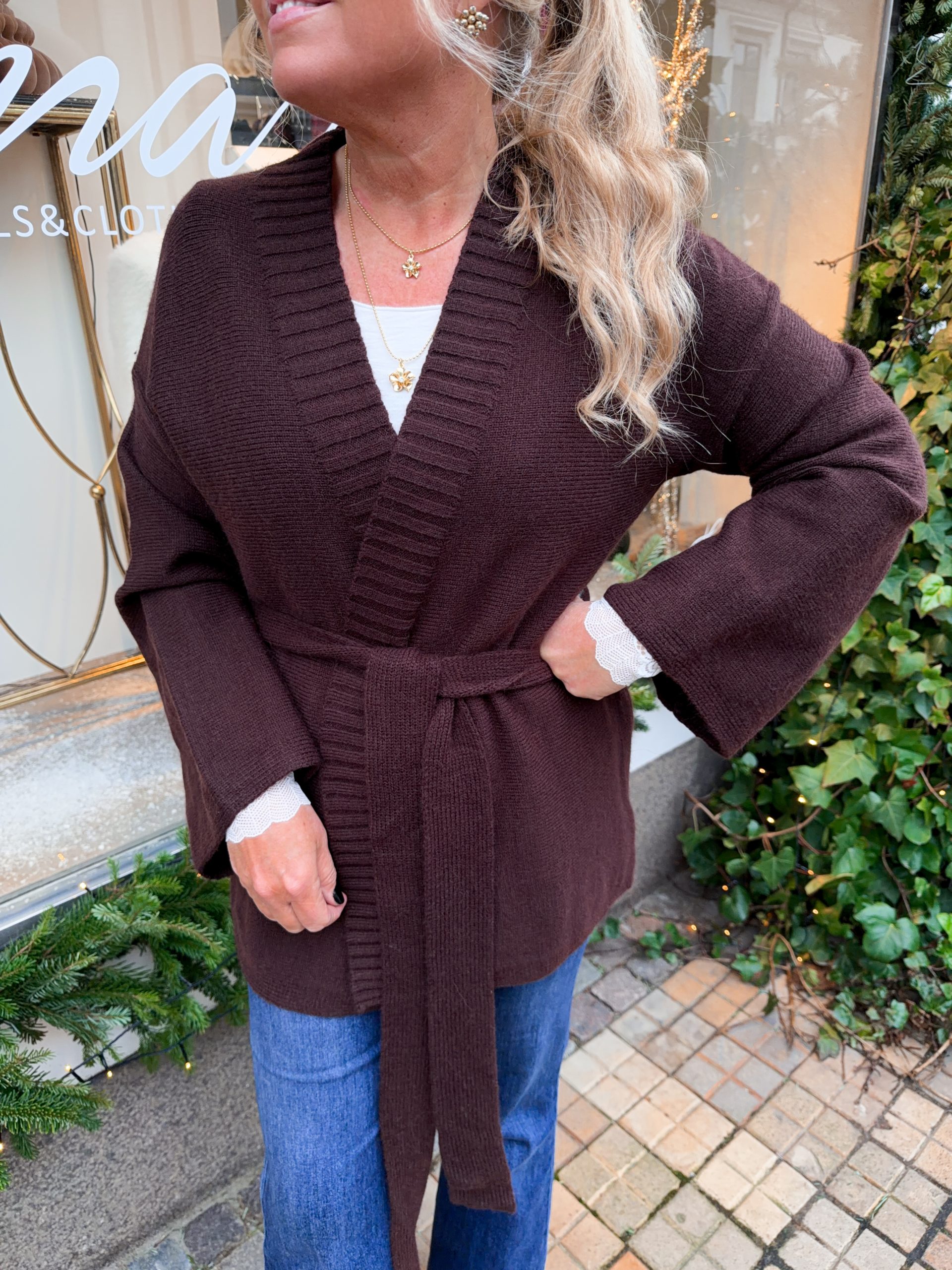 Finstickad Kofta - Espresso