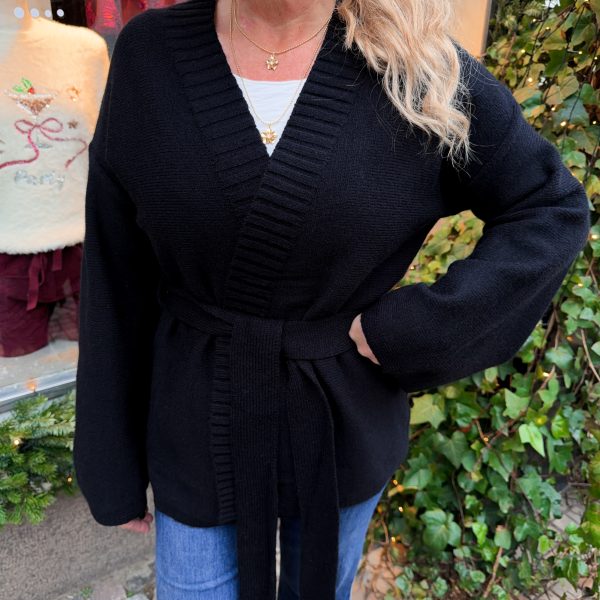 Finstickad Kofta - Svart