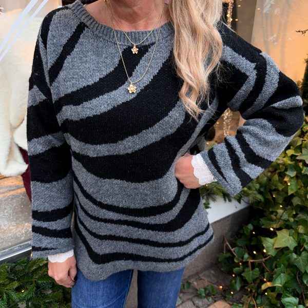 Stickad Tröja - Grå/Svart