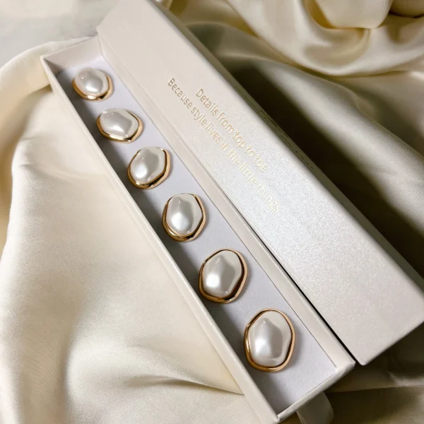 Asymmetric Pearl Button Charm Gold