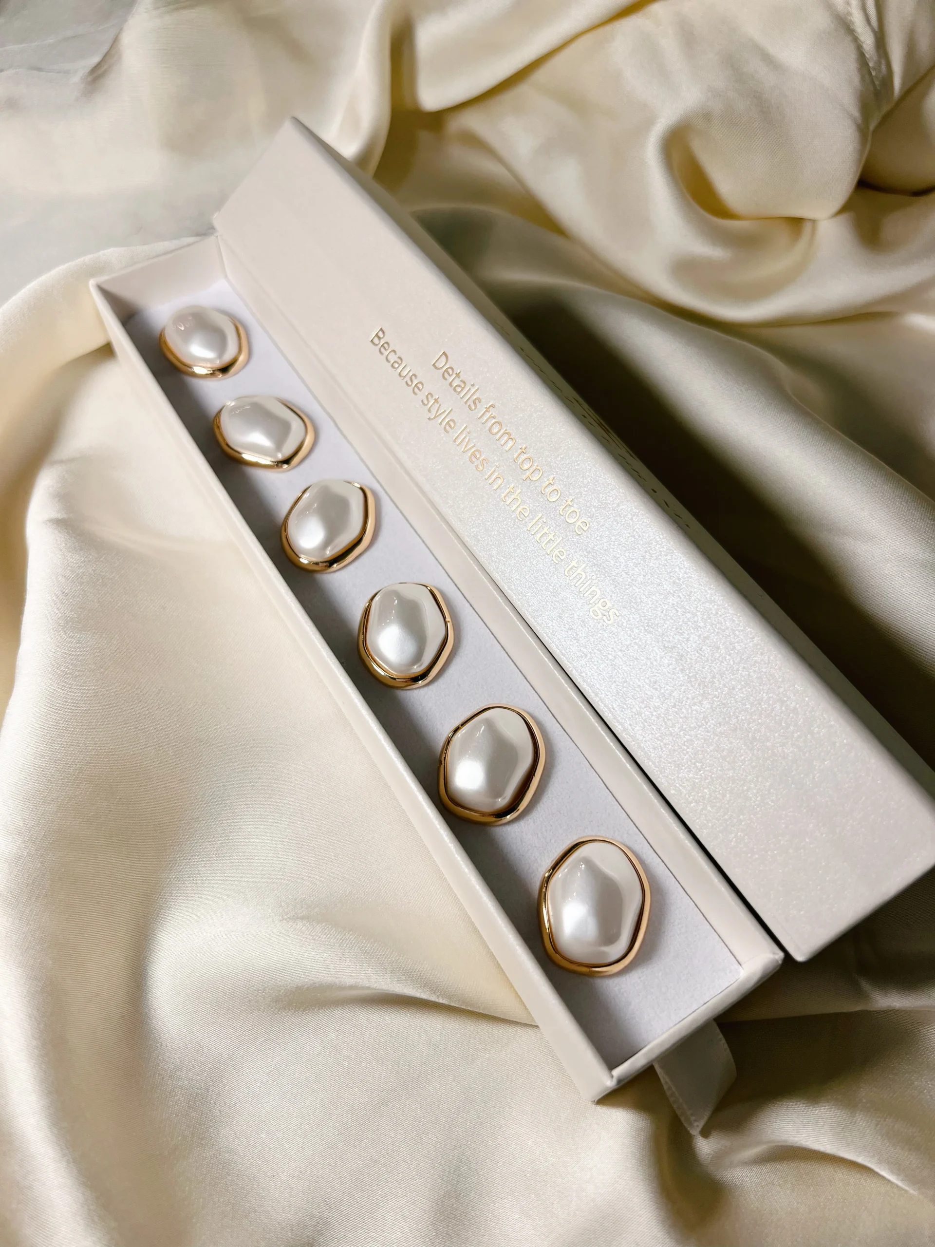 Asymmetric Pearl Button Charm Gold