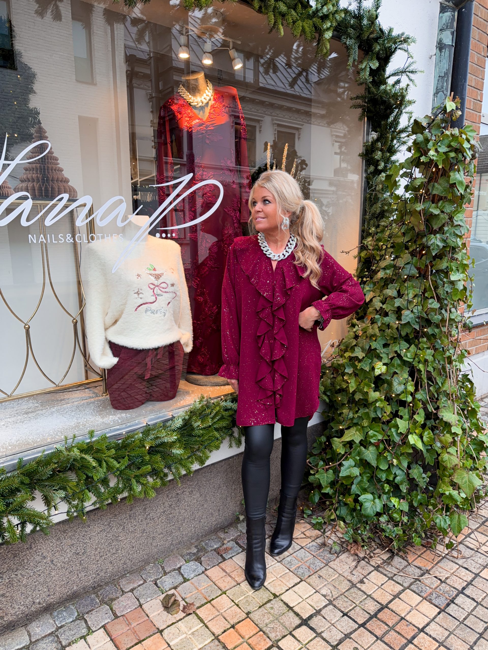 Glitter Volangtunika - Bordeaux - Bild 2