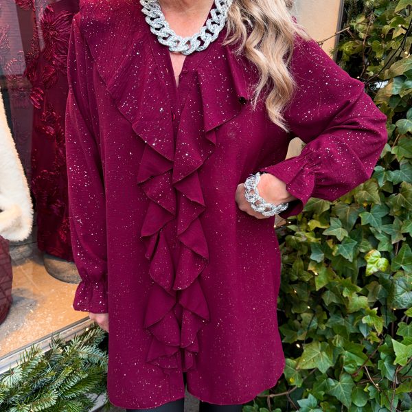Glitter Volangtunika - Bordeaux