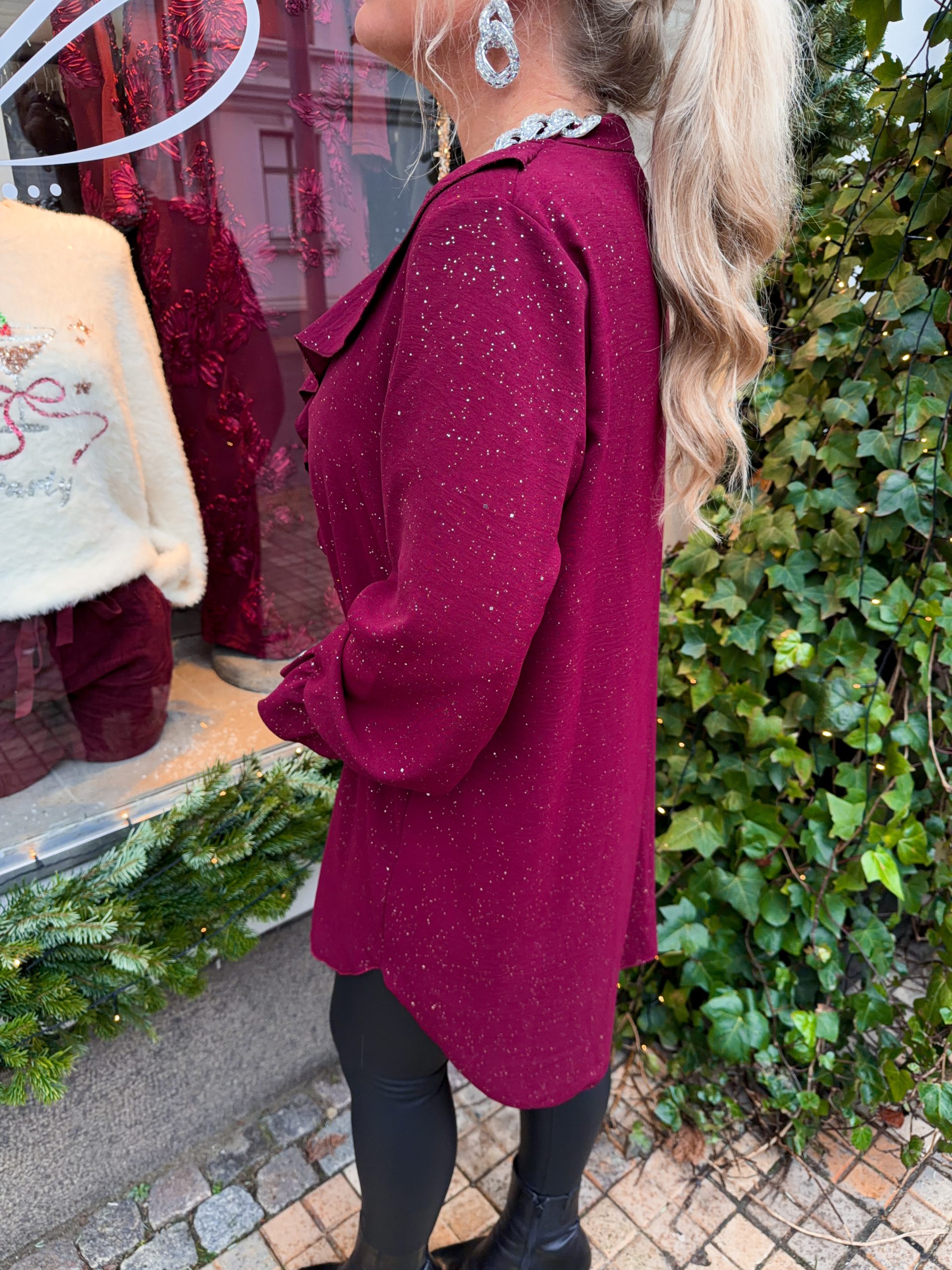 Glitter Volangtunika - Bordeaux - Bild 3