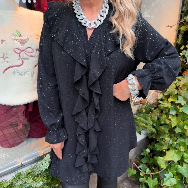 Glitter Volangtunika - Svart