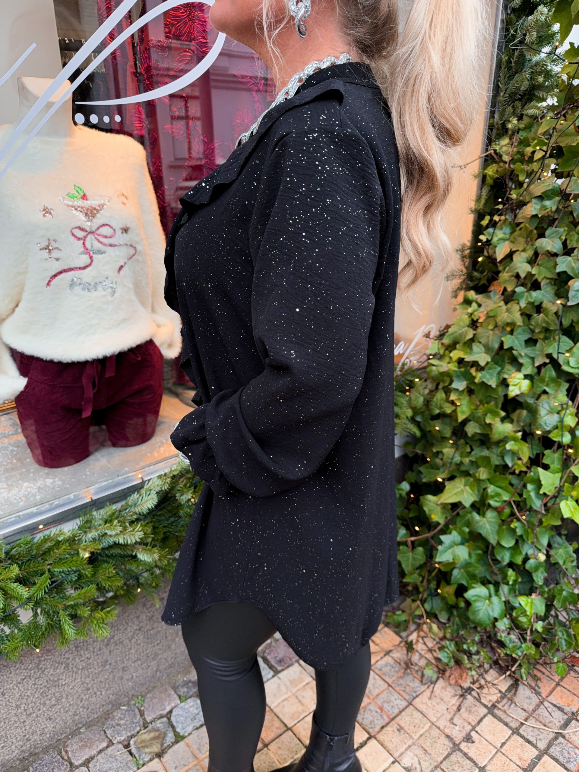 Glitter Volangtunika - Svart - Bild 3