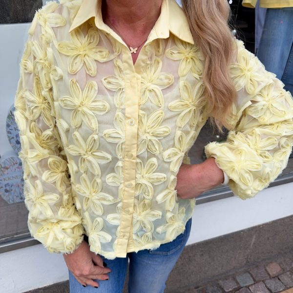 Skjortblus - Blommor - Gul