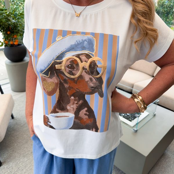 Vit T-Shirt - Blå Tax