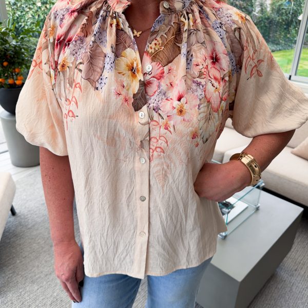 Skjortblus - Blommönstrad