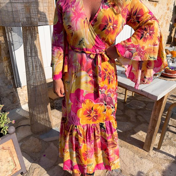 Maxi Dress - Orange Big Flower