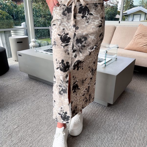 Stretchkjol - Beige Mönstrad