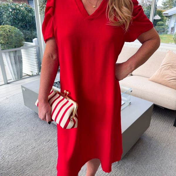 Röd Klänning - Puffärm