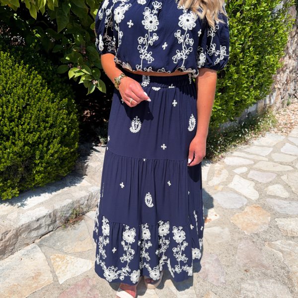 Blommönstrat Set - Navy