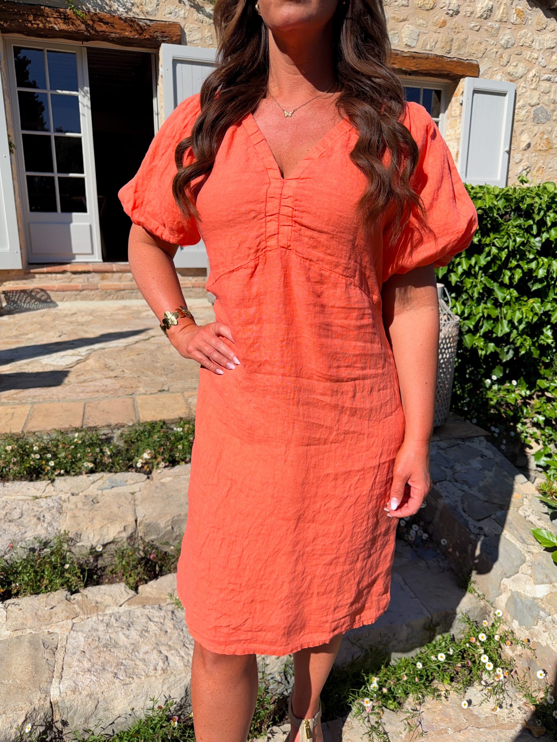 Majken Linneklänning - Orange