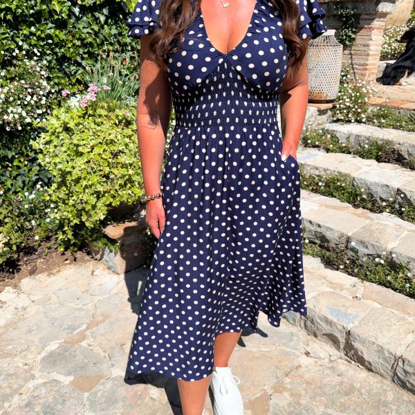 Prickig Smockklänning - Navy