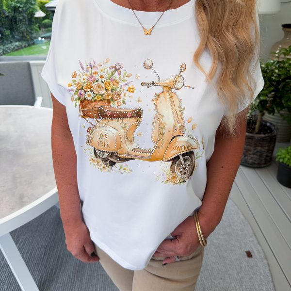 Vit T-Shirt - Yellow Vespa