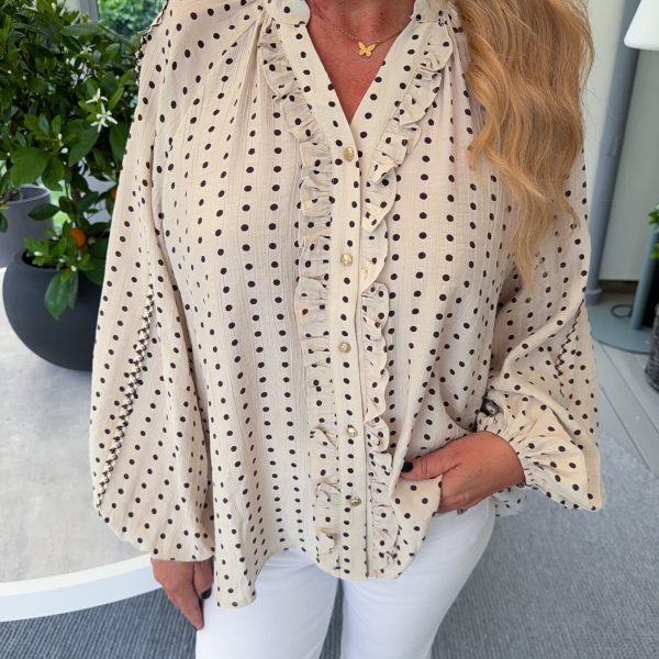 Prickig Skjortblus - Brun/Cream