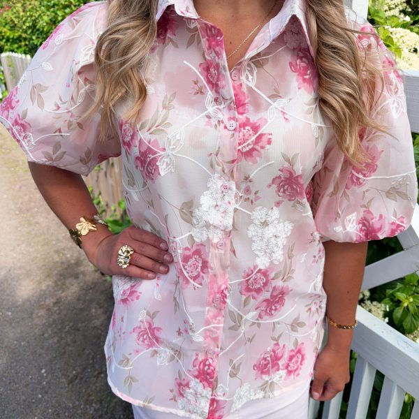 Blommönstrad Skjortblus - Rosa