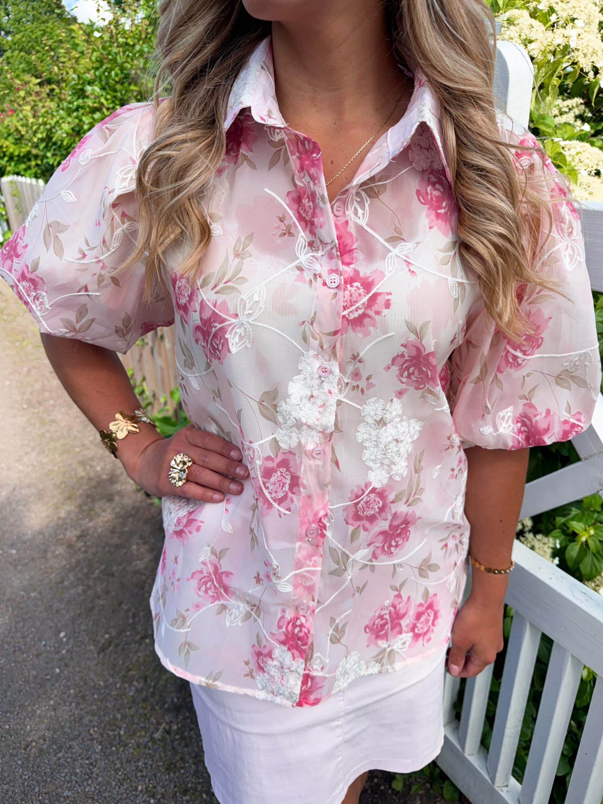 Blommönstrad Skjortblus - Rosa