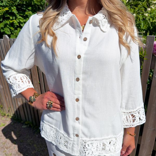 Linneblus - Spets - Cream