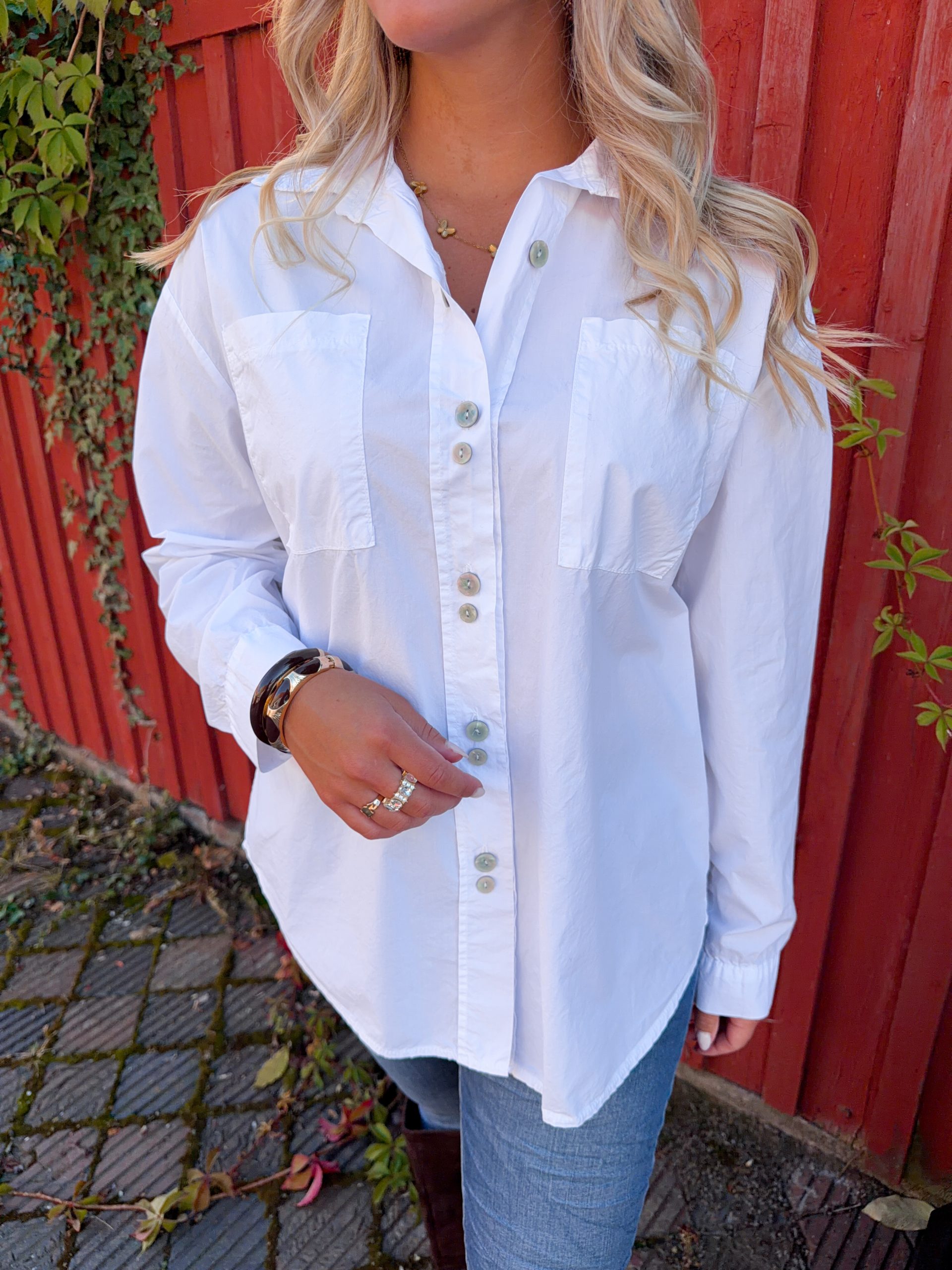 Vit Oversized Skjorta