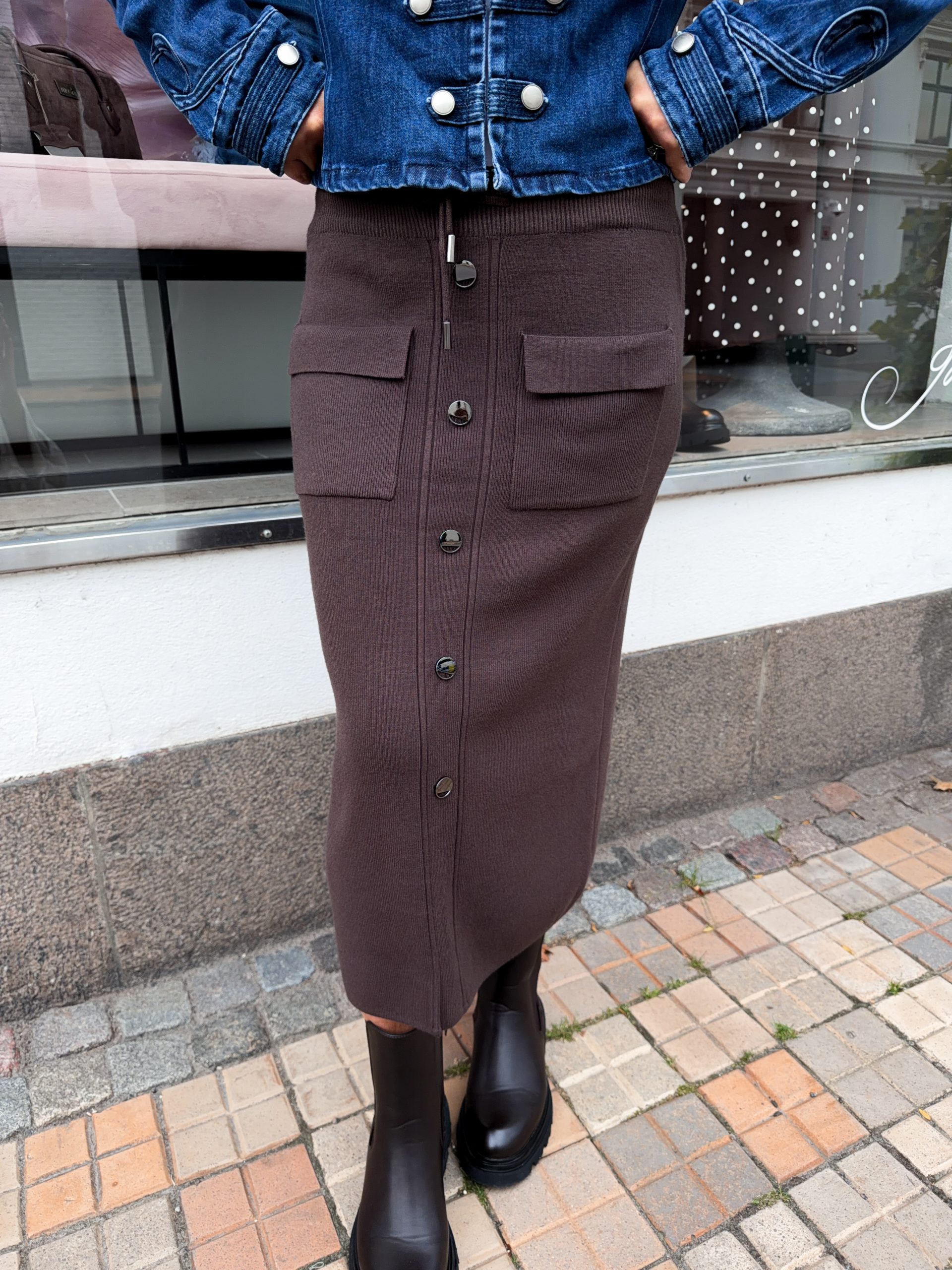 Finstickad Kjol - Brun