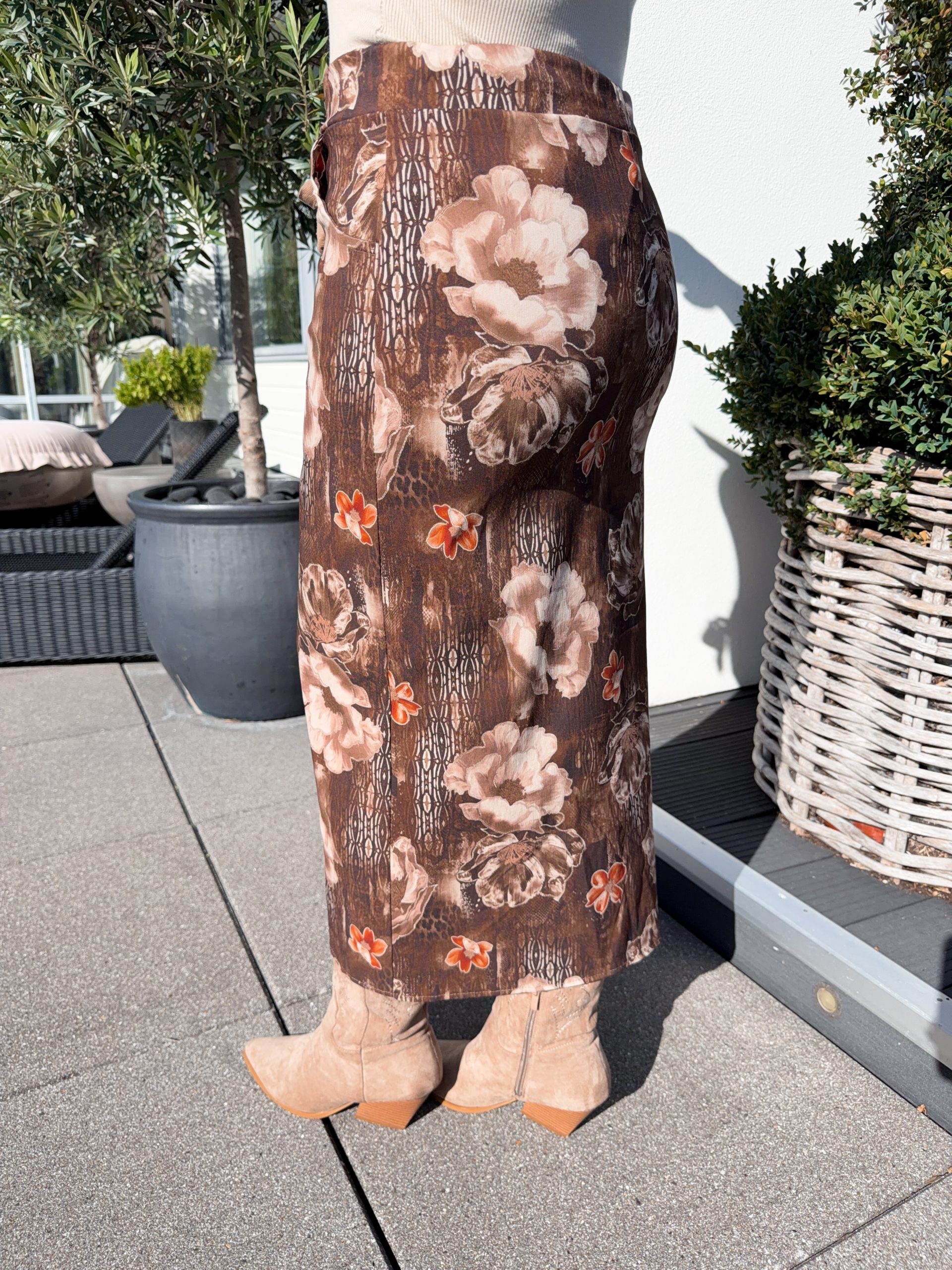 Stretchkjol - Flower Brun/Rost - Bild 3