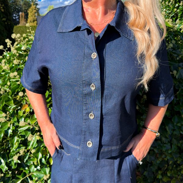 Jeanskjorta - Cropped - Dark Wash