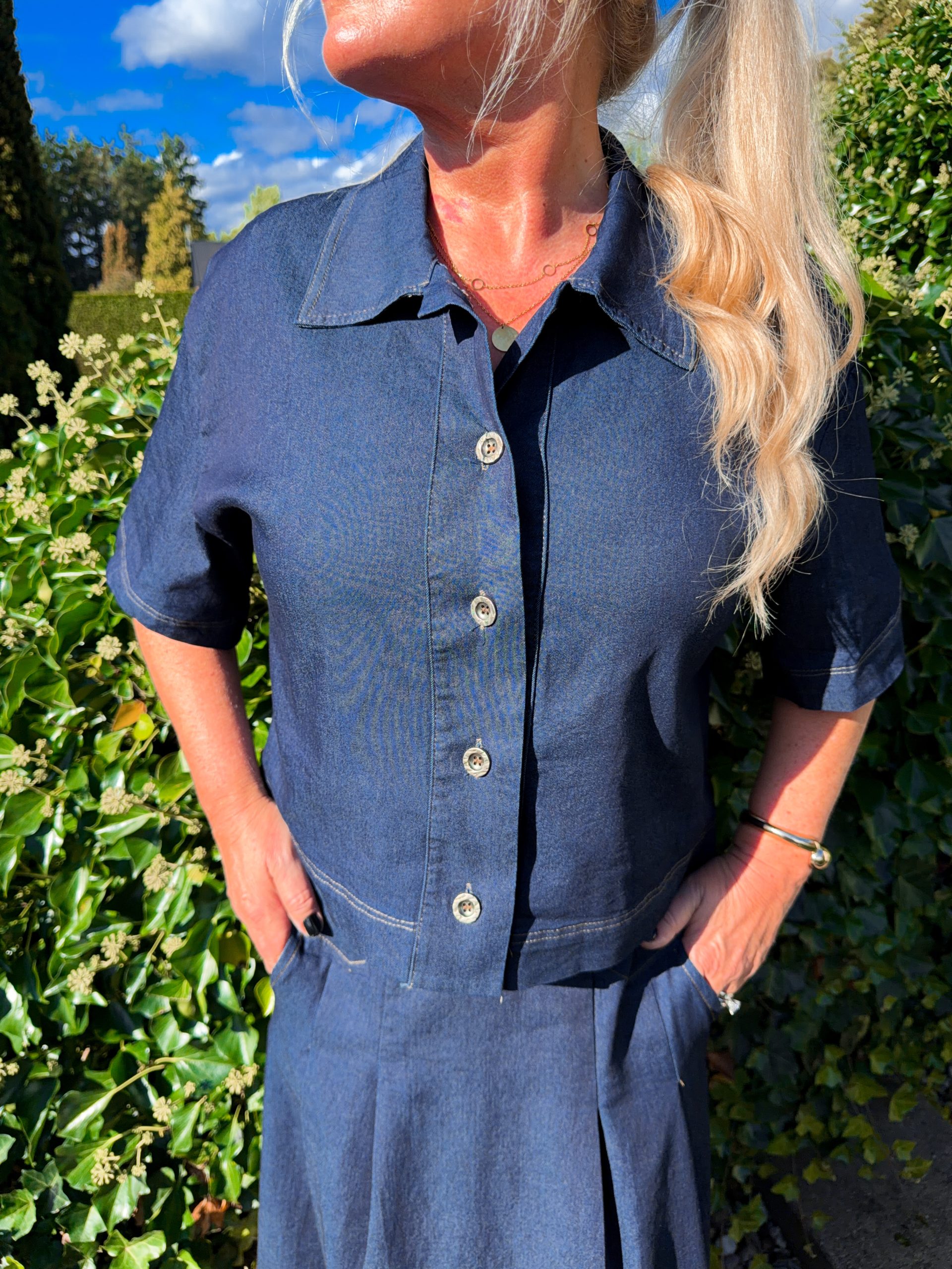 Jeanskjorta - Cropped - Dark Wash