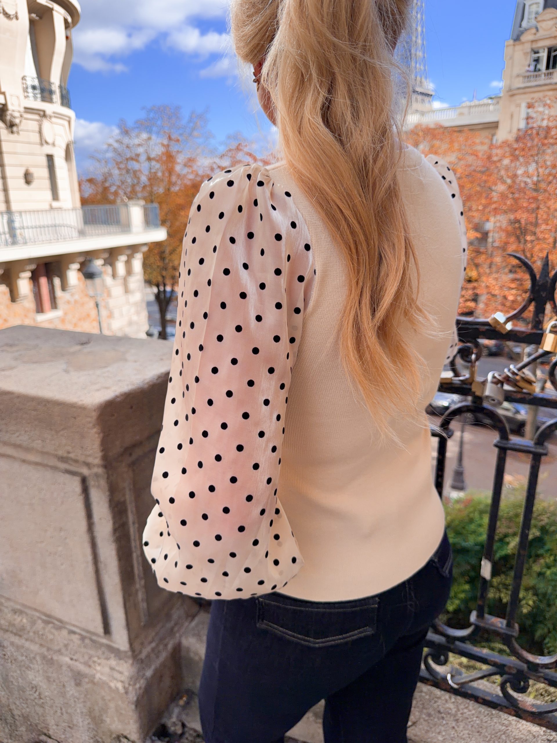 Prickig Ribbstickad Topp - Beige - Bild 4