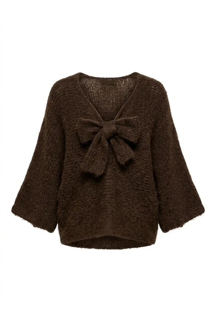 Lumi - Chunky Knit sweater w Bow - Dark Brown - Bild 3