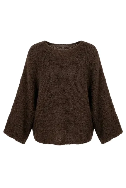 Lumi - Chunky Knit sweater w Bow - Dark Brown - Bild 2