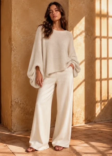 Vera - Romantic Knit Sweater - Cream