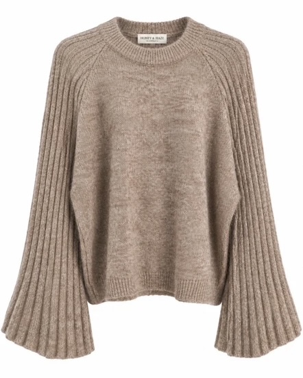 Viola - Knit Sweater w Belled sleeve - Sand - Bild 2