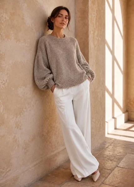 Laura - Luxury Knit Sweater - Taupe Melange
