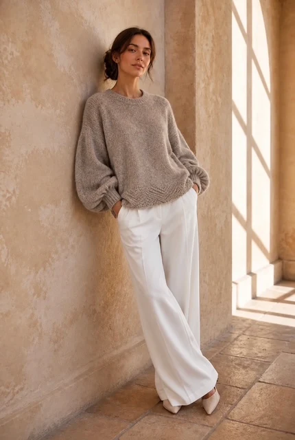 Laura - Luxury Knit Sweater - Taupe Melange