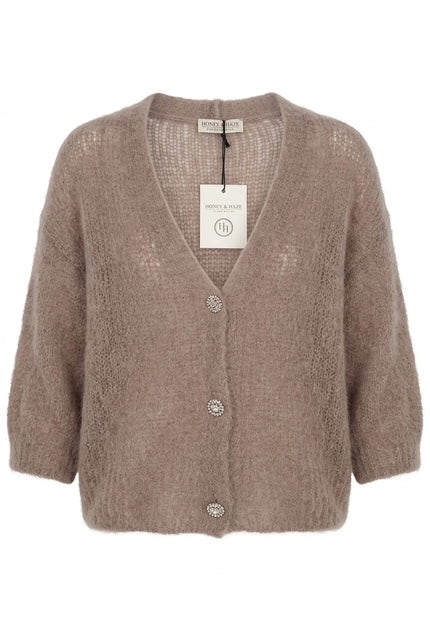 Céline - Kid Mohair Cardigan w crystal buttons - Taupe - Bild 3