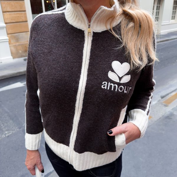 Stickad Kofta - Amour - Brun